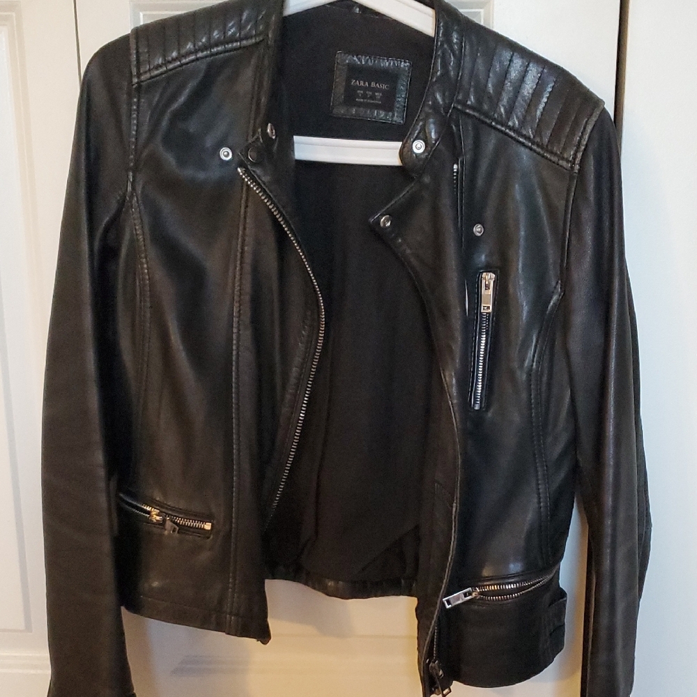Zara Black Leather Jacket for Women